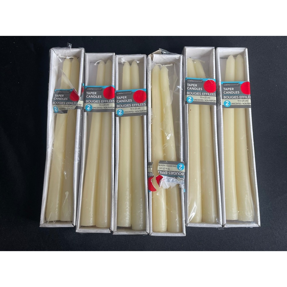 Luminessence 12 Pack Unscented Taper Candles 10 Inch Cream Off White 6 Boxes